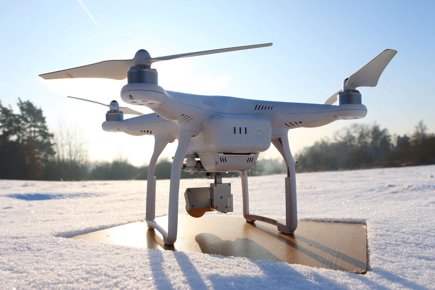 Drone landing in snow