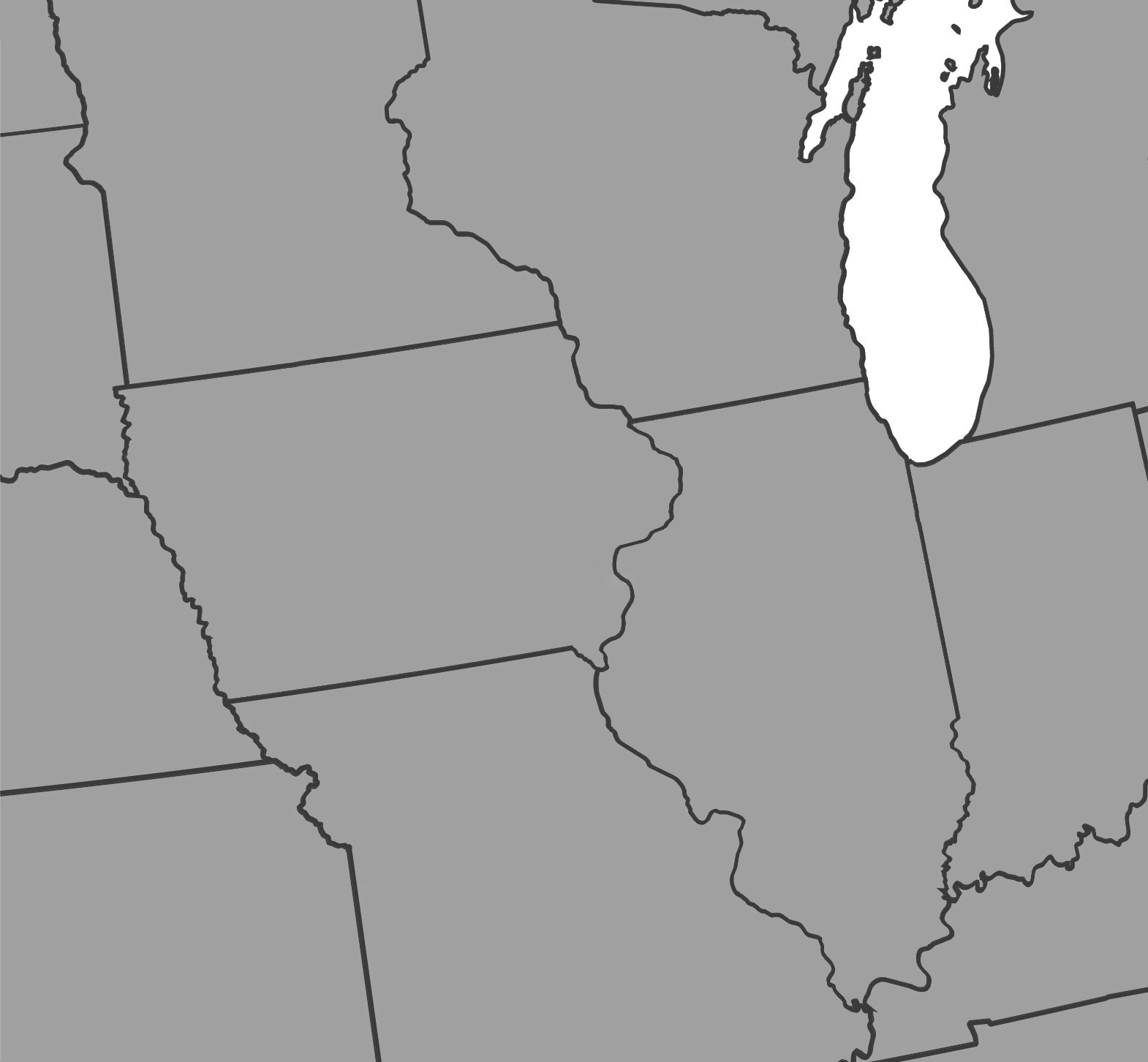 Map of midwest region